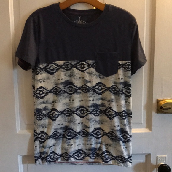 American Eagle Tribal Print Pocket T-Shirt - Picture 1 of 4
